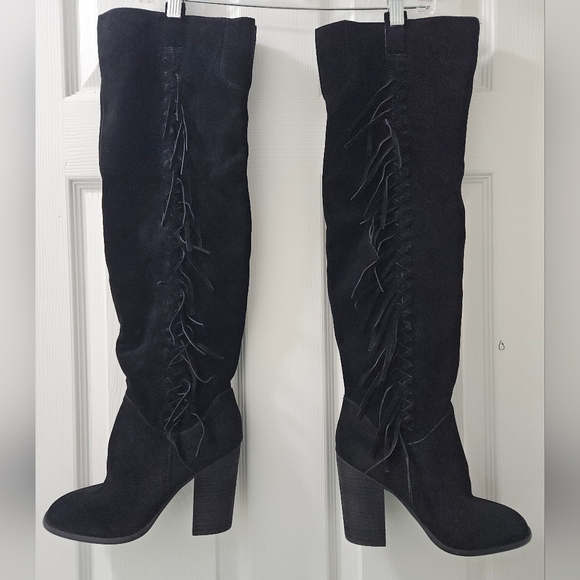 Carlos by Carlos Santana Black Over the Knee Suede Boots - Picture 1 of 7